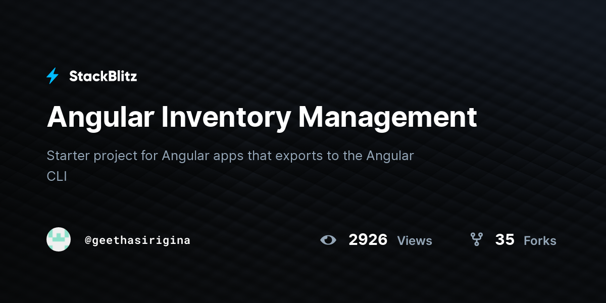 Angular Inventory Management - StackBlitz [staging]