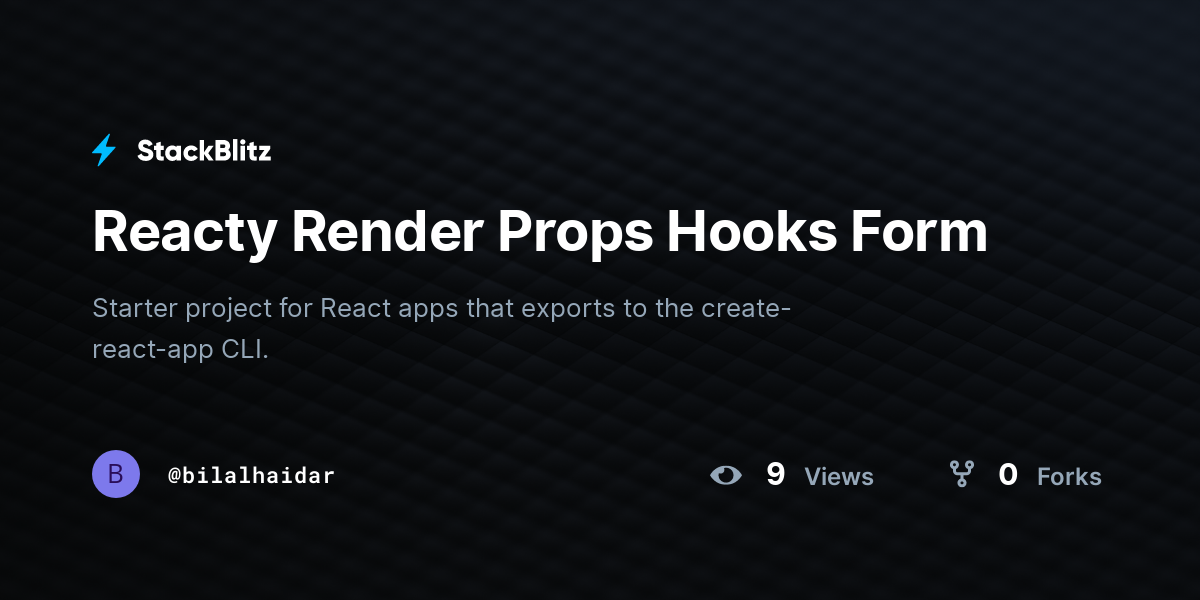 Reacty Render Props Hooks Form StackBlitz [staging]
